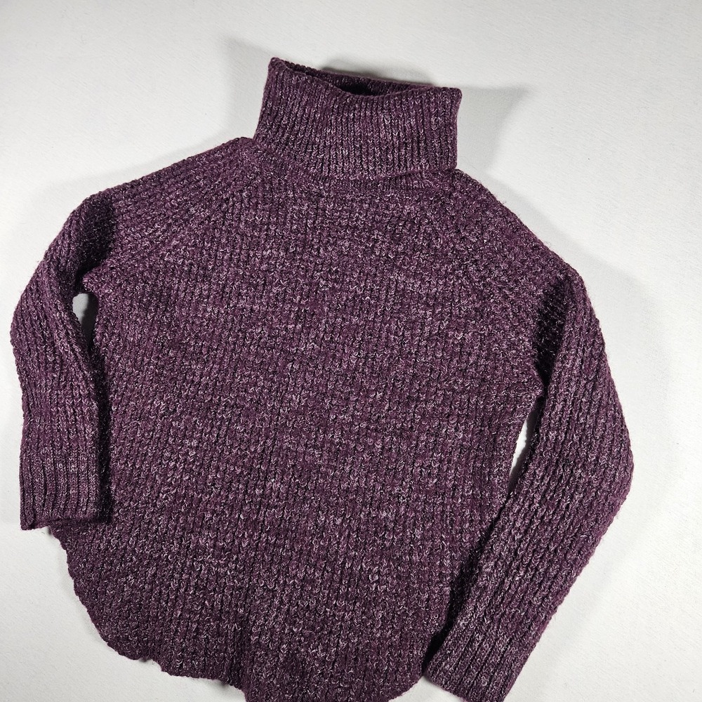 Free People Swim Too Deep‎ Sweater XS Purple Plum Chunky Waffle Knit Oversized